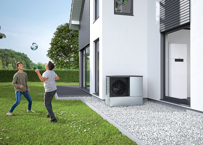 Kids playing near heat pump