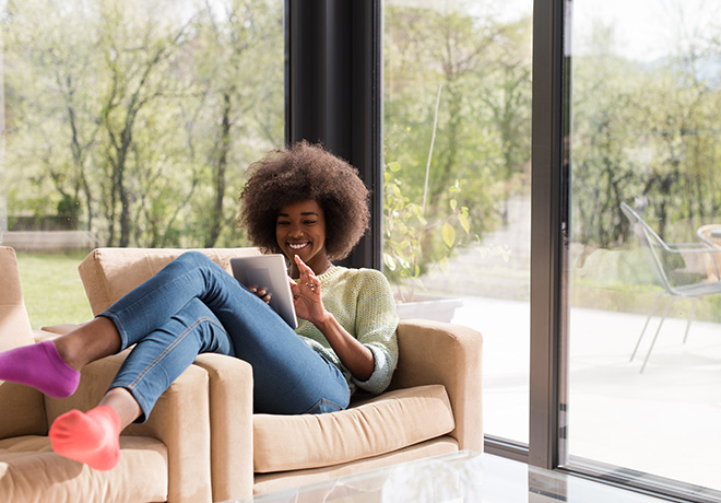 Woman relaxing at home