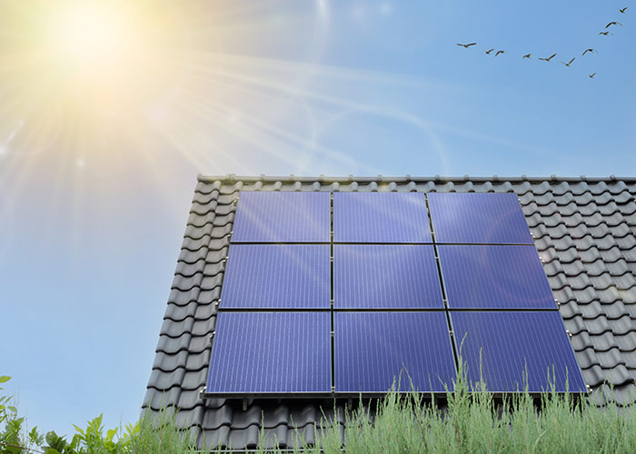 Home with solar panels